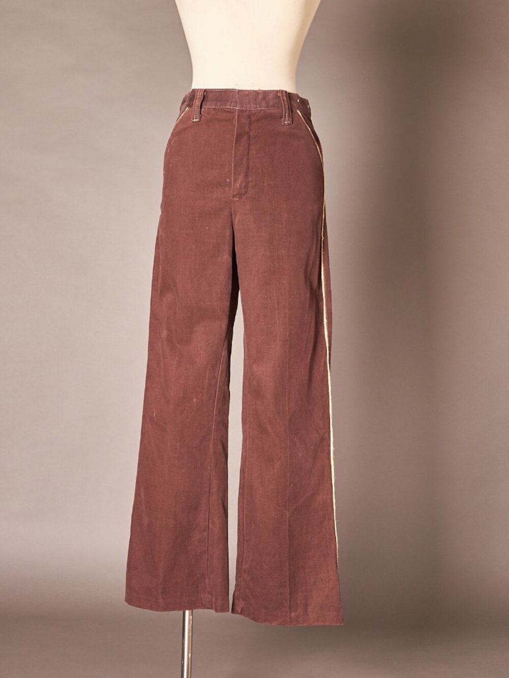 1970s Brown Soft Velvety Flared Pants Western Style